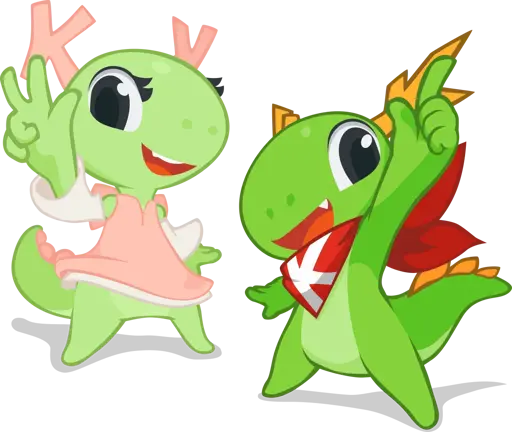 Graphics of Katie and Konqi