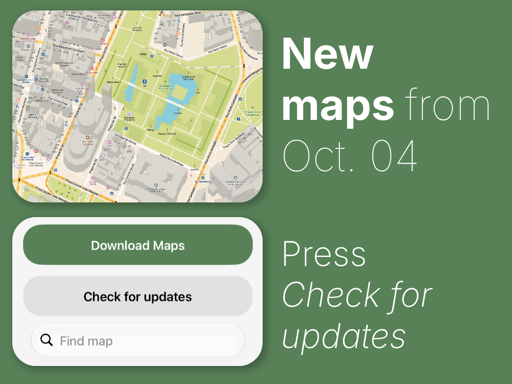 A map screenshot showing the center of Sao Paulo in Brazil alongside a screenshot of the check map update interface 
