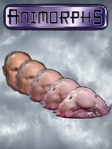 Animorphs book cover with Vladimir Putin morphing into a blobfish.