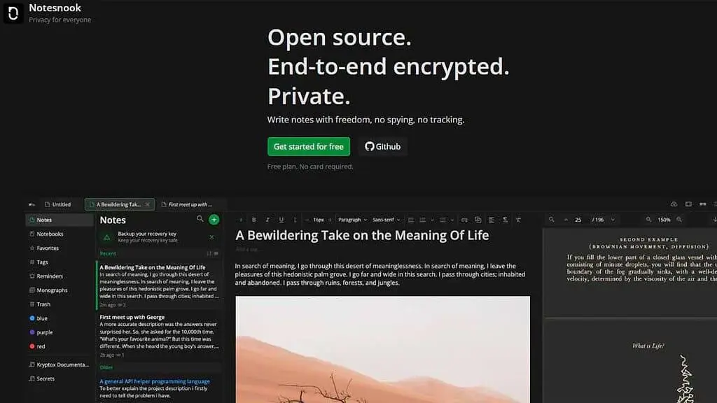 Notesnook, un'alternativa crittografata a Evernote