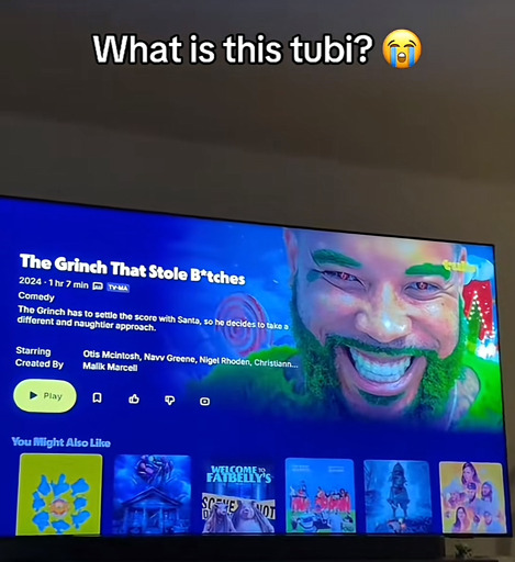 The Tubi TV app showing “ The Grinch That Stole Bitches”